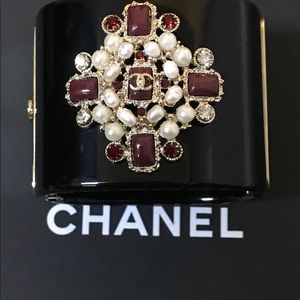 Chanel Cuff Bangel Acrylic Bracelet With Pearls